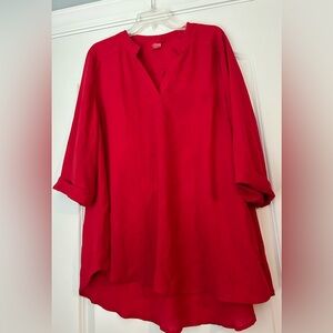 Honey Me red tunic size 2XL with quarter sleeves